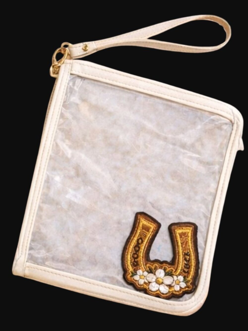New Day Clear Wristlet Clutch w/ Horseshoe Patch | Western Festival Bag | NWT - Picture 6 of 6